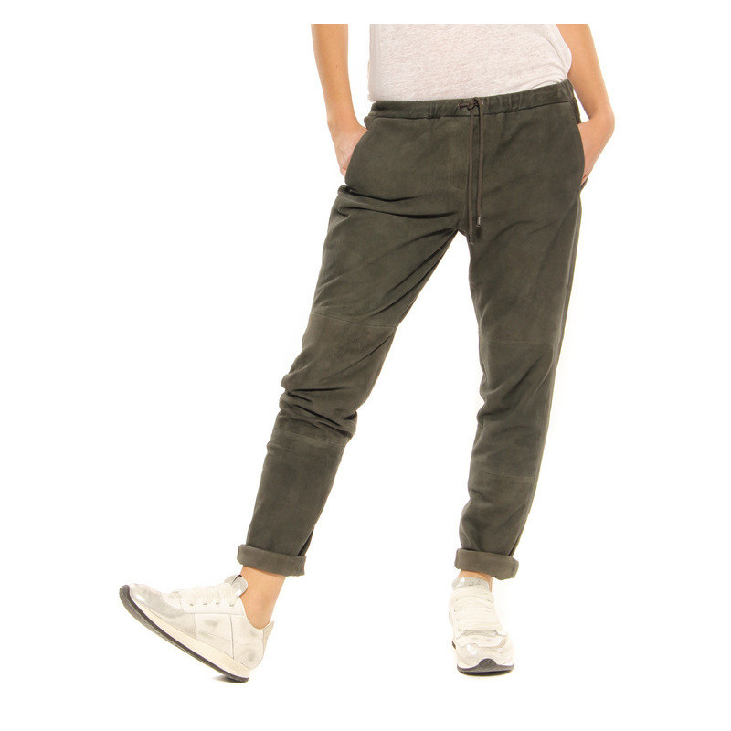 Leather pants ”Angela” Oakwood dark green